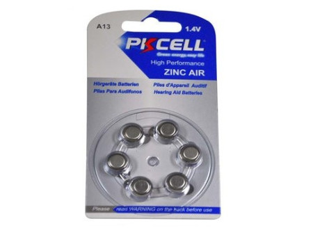 Pkcell 1.4V Zinc Air Μπαταρία Ακουστικών Βαρηκοΐας A13 6τμχ | ATC | 01.008.0029