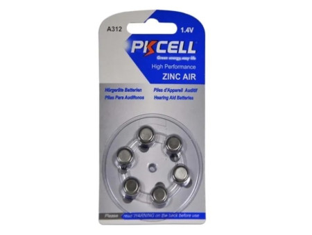 Pkcell 1.4V Zinc Air Μπαταρία Ακουστικών Βαρηκοΐας A312 6τμχ | ATC | 01.008.0030