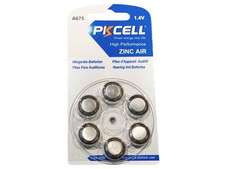 Pkcell 1.4V Zinc Air Μπαταρία Ακουστικών Βαρηκοΐας A675 6τμχ | ATC | 01.008.0031