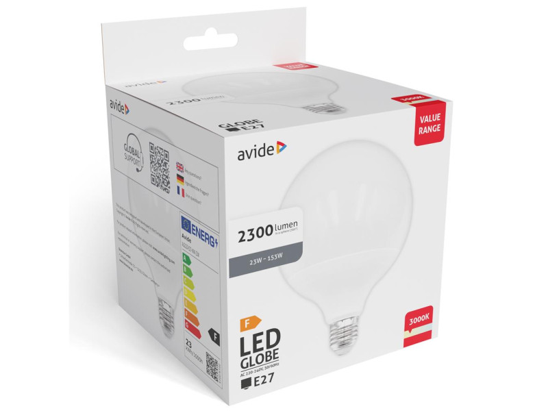 Avide Value LED G120 SMD Globe Opal E27 23W WW 3000K | ATC | 15.001.2125