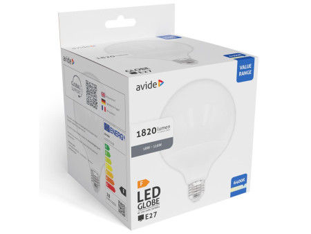 Avide Value LED G120 SMD Globe Opal E27 18W CW 6400K | ATC | 15.001.2127