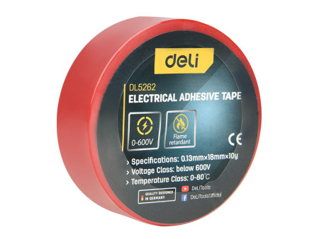 DELI μονωτική ταινία υψηλής αντοχής DL5262, 18mm x 9.15m, κόκκινη