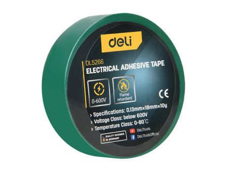 DELI μονωτική ταινία υψηλής αντοχής DL5266, 18mm x 9.15m, πράσινη
