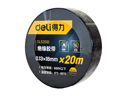 DELI μονωτική ταινία υψηλής αντοχής DL5261B, 18mm x 20m, μαύρη