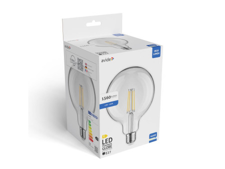 Avide Value LED G125 Filament Σφαιρική E27 12W CW 6400K | ATC | 15.001.2132