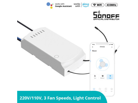 GloboStar® 80012 SONOFF iFan03-R2 - Wi-Fi Smart Switch Ceiling Fan & Light Controller