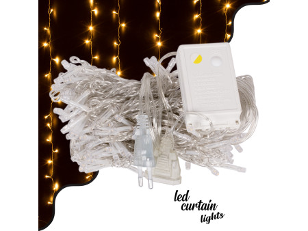 85800 Διακοσμητική Κουρτίνα 3 x 2 Μέτρα με Controller 8 Προγραμμάτων Φωτισμού - Επεκτεινόμενη 240 LED 6W AC 230V με Διάφανο Καλώ