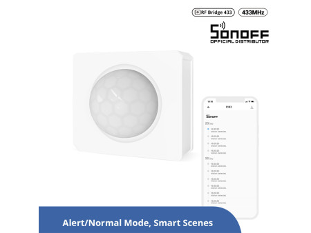 GloboStar® 80064 SONOFF PIR3-RF – Smart 433MHZ RF PIR Motion Sensor 6m/110° Detection