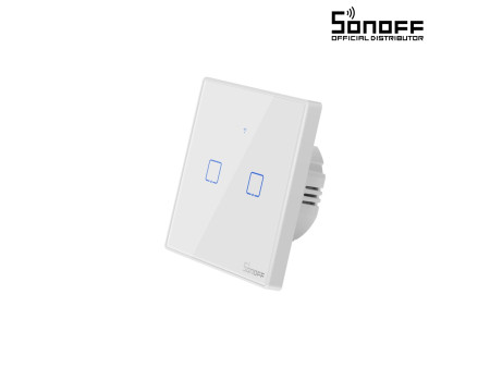 GloboStar® 80131  SONOFF T2EU2C-RF - 433MHz Wireless Smart Wall Touch Button Switch AC 100-240V Max 4A (2A/Way) 2 Way - RF Serie