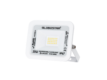 GLOBOSTAR® ATLAS 61408 Προβολέας LED 20W 2400lm 120° AC 220-240V Αδιάβροχο IP67 Φυσικό Λευκό 4500K - Lumileds SMD Chip - TÜV Rhe