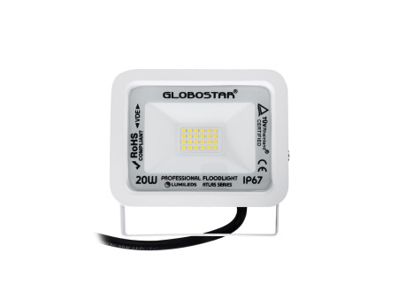 GLOBOSTAR® ATLAS 61408 Προβολέας LED 20W 2400lm 120° AC 220-240V Αδιάβροχο IP67 Φυσικό Λευκό 4500K - Lumileds SMD Chip - TÜV Rhe