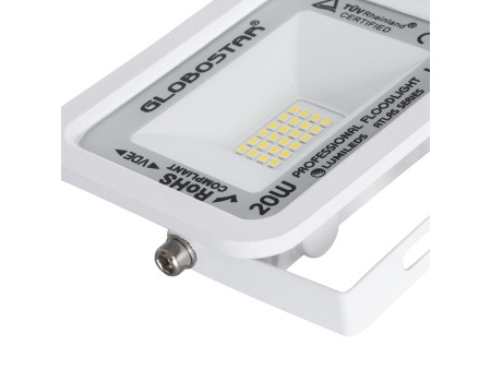 GLOBOSTAR® ATLAS 61408 Προβολέας LED 20W 2400lm 120° AC 220-240V Αδιάβροχο IP67 Φυσικό Λευκό 4500K - Lumileds SMD Chip - TÜV Rhe