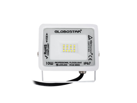 GLOBOSTAR® ATLAS 61404 Προβολέας LED 10W 1250lm 120° AC 220-240V Αδιάβροχο IP67 Ψυχρό Λευκό 6000K - Lumileds SMD Chip - TÜV Rhei