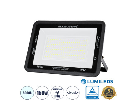 GLOBOSTAR® ATLAS 61428 Προβολέας LED 150W 18750lm 120° AC 220-240V Αδιάβροχο IP67 Ψυχρό Λευκό 6000K - Lumileds SMD Chip - TÜV Rh