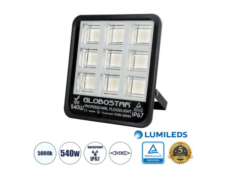 GLOBOSTAR® TITAN 61436 Προβολέας για Γήπεδα Tennis & Ποδοσφαίρου 5x5 LED 540W 67500lm 60°x90° AC 220-240V Αδιάβροχο IP67 Φυσικό 