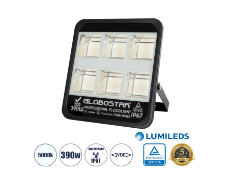 GLOBOSTAR® TITAN 61435 Προβολέας για Γήπεδα Tennis & Ποδοσφαίρου 5x5 LED 390W 48750lm 60°x90° AC 220-240V Αδιάβροχο IP67 Φυσικό 