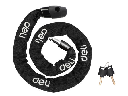 DELI κλειδαριά ποδηλάτου με κλειδί DL508021, Φ4mm, 1m, μαύρη