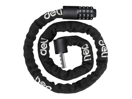 DELI κλειδαριά ποδηλάτου συνδυασμού DL508031, Φ4mm, 1m, μαύρη