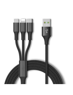 ΚΑΛΩΔΙΟ ΣΥΝΔΕΣΗΣ ΥΦΑΣΜΑΤΙΝΟ LIGHTING "TYPE-C/MICRO/USB"