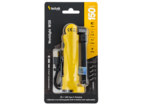 Technik Φακός Χειρός W30 με Ενσωματωμένη Μπαταρία 2000mAh COB και 1x2835 LED (150 lumen) | ATC | 01.011.0038