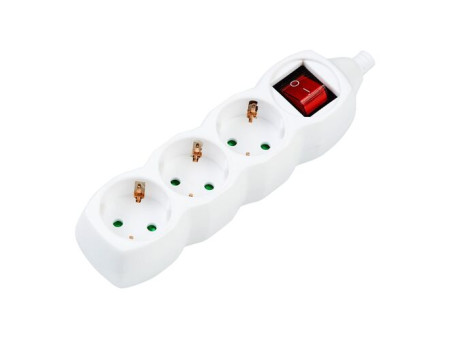 Technik Πολύπριζο 3 Θέσεων Χωρίς Καλώδιο με Διακόπτη 16A Λευκό | ATC | 41.001.0029