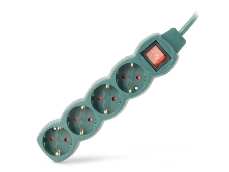 Entac Πολύπριζο 4 Θέσεων με Διακόπτη S1 3G1.5 Πράσινο 3m | ATC | 15.005.0445
