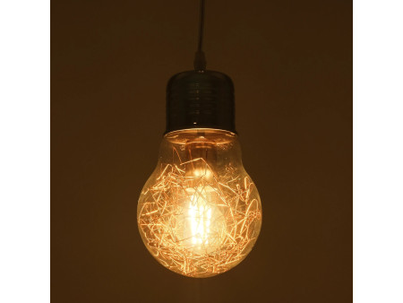 GLOBOSTAR® LAMP 999-0056 Μοντέρνο Κρεμαστό Φωτιστικό Οροφής με Ντουί 1 x E27 AC 220-240V IP20 - Διάφανο, Χρυσό & Ασημί - Μ15 x Π