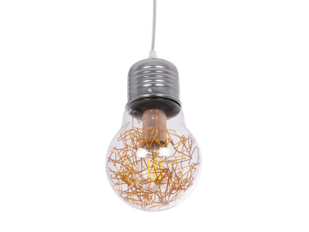 GLOBOSTAR® LAMP 999-0056 Μοντέρνο Κρεμαστό Φωτιστικό Οροφής με Ντουί 1 x E27 AC 220-240V IP20 - Διάφανο, Χρυσό & Ασημί - Μ15 x Π