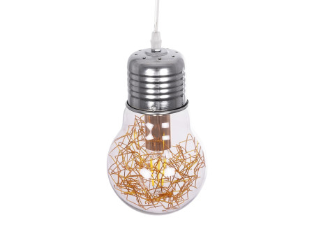 GLOBOSTAR® LAMP 999-0056 Μοντέρνο Κρεμαστό Φωτιστικό Οροφής με Ντουί 1 x E27 AC 220-240V IP20 - Διάφανο, Χρυσό & Ασημί - Μ15 x Π