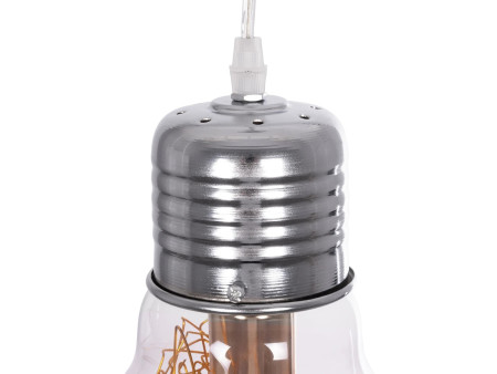 GLOBOSTAR® LAMP 999-0056 Μοντέρνο Κρεμαστό Φωτιστικό Οροφής με Ντουί 1 x E27 AC 220-240V IP20 - Διάφανο, Χρυσό & Ασημί - Μ15 x Π