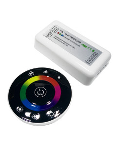 Ασύρματος LED RGB Controller με Μαύρο Στρογγυλό Χειριστήριο Αφής 2.4G RF 12v (192w) - 24v (384w) DC GloboStar 77445
