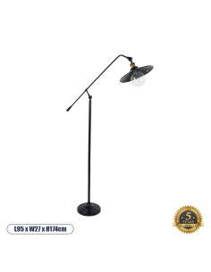 GLOBOSTAR® WYNGE 01101 Vintage Επιδαπέδιο Φωτιστικό με Ντουί 1 x E27 AC 220-240V IP20 - Μαύρο & Χρυσό - Μ95 x Π27 x Υ174cm