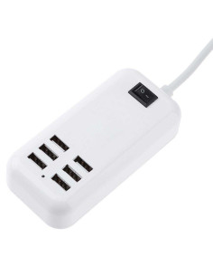 Φορτιστής USB 6 Θέσεων με ON / OFF Διακόπτη 4A 20 Watt 5V DC Λευκός GloboStar 69998 2