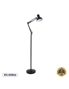 GLOBOSTAR® AUDREY 01468 Vintage Επιδαπέδιο Φωτιστικό με Ντουί 1 x E27 AC 220-240V IP20 - Μαύρο - Μ15 x Π15 x Υ190cm