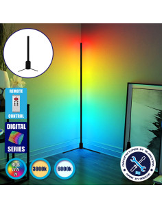 Μοντέρνο Minimal Επιτραπέζιο Μαύρο Φωτιστικό 50cm LED 8 Watt με Ασύρματο Χειριστήριο 2.4G RF & Dimmer RGBW+WW Πολύχρωμο Digital 