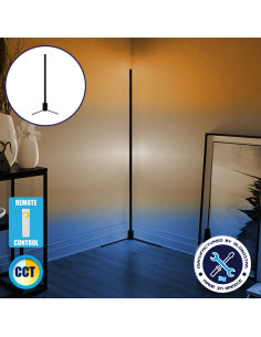Μοντέρνο Minimal Επιδαπέδιο Μαύρο Φωτιστικό 100cm LED 16 Watt με Ασύρματο Χειριστήριο Αφής 2.4G RF & Dimmer CCT - Ψυχρό - Ημέρας