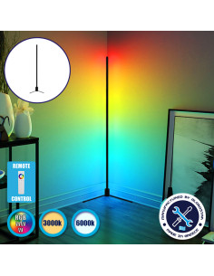 Μοντέρνο Minimal Επιδαπέδιο Μαύρο Φωτιστικό 150cm LED 30 Watt με Ασύρματο Χειριστήριο 2.4G RF & Dimmer RGBW+WW Πολύχρωμο - Ψυχρό
