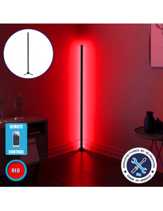 Μοντέρνο Minimal Επιδαπέδιο Μαύρο Φωτιστικό 100cm LED 16 Watt με Ασύρματο Χειριστήριο RF & Dimmer Κόκκινο GloboStar ALIEN Design