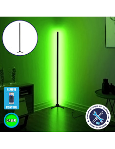 Μοντέρνο Minimal Επιδαπέδιο Μαύρο Φωτιστικό 100cm LED 16 Watt με Ασύρματο Χειριστήριο RF & Dimmer Πράσινο GloboStar ALIEN Design