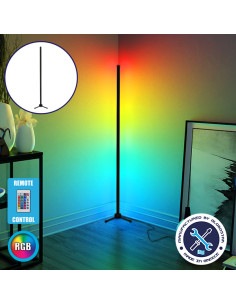 Μοντέρνο Minimal Επιδαπέδιο Μαύρο Φωτιστικό 100cm LED 16 Watt με Ασύρματο Χειριστήριο RF & Dimmer RGB Πολύχρωμο GloboStar ALIEN 