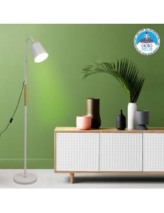GLOBOSTAR® RIBBON 01586 Μοντέρνο Επιδαπέδιο Φωτιστικό με Ντουί 1 x E27 AC 220-240V IP20 - Λευκό & Μπεζ - Μ13 x Π13 x Υ164cm 2