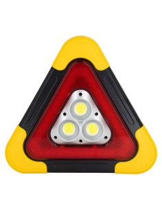 GLOBOSTAR® HELPLAMP 79081 Προβολέας Φακός Τρίγωνο Ασφαλείας LED 35W 3500lm 120° DC 5V με Φωτοβολταϊκό Panel 5V 0.3W & Επαναφορτι 2