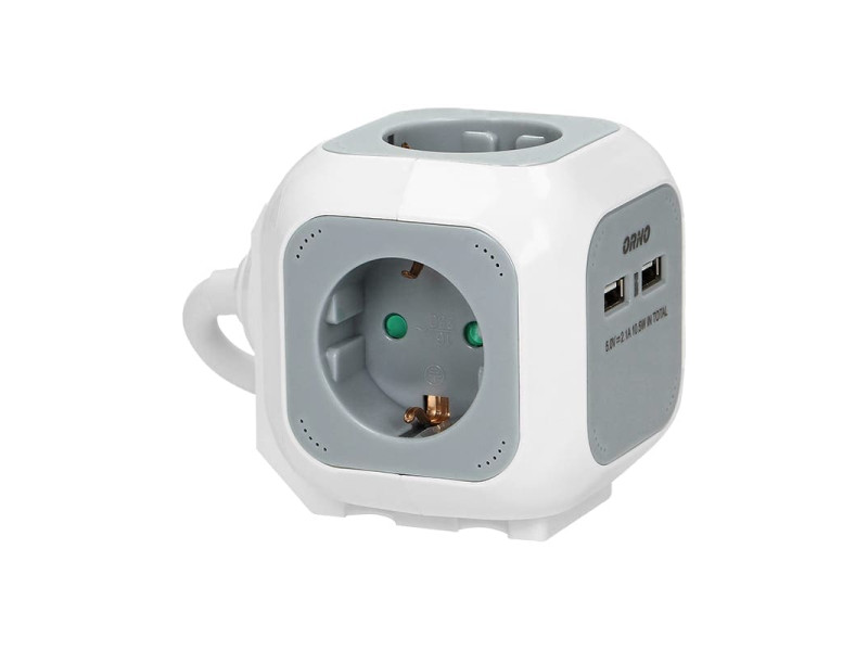 13144 ΠΟΛΥΠΡΙΖΟ ΚΥΒΟΣ ΜΕ 1,4m ΚΑΛΩΔΙΟ 3G1.5 4 ΘΕΣΕΩΝ + 2 USB ORNO | REDPOINT | 27795