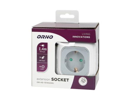 13144 ΠΟΛΥΠΡΙΖΟ ΚΥΒΟΣ ΜΕ 1,4m ΚΑΛΩΔΙΟ 3G1.5 4 ΘΕΣΕΩΝ + 2 USB ORNO | REDPOINT | 27795