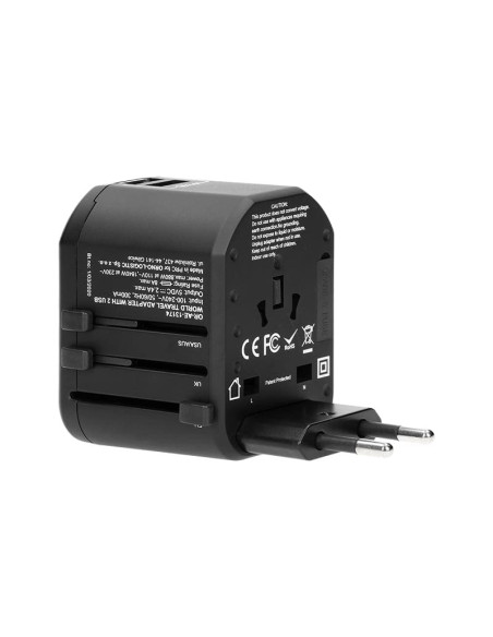 TA-6 ΑΝΤΑΠΤΟΡΑΣ ΤΑΞΙΔΙΟΥ ΠΑΓΚΟΣΜΙΟΣ (USA, AUS, UK, EURO) + 2xUSB ORNO | REDPOINT | 27820