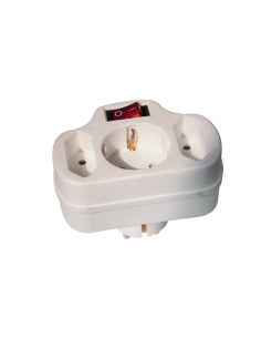 Αντάπτορας  με 2 απλές και 1 σούκο πρίζα με διακόπτη Λευκός KF-ZB-01/01-2K