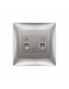 ΑΣΗΜΙ ΠΡΙΖΑ ΤΗΛΕΦΩΝΟΥ RJ11 + ΔΕΔΟΜΕΝΩΝ RJ45 Cat6 "DOMUS" | REDPOINT | 30010