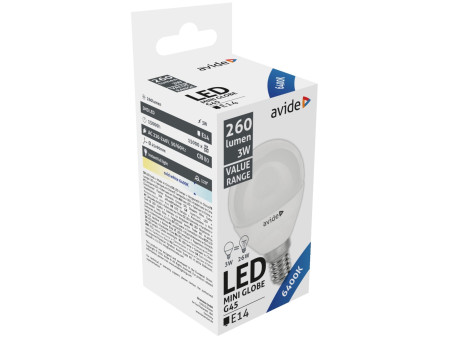 Avide LED Σφαιρική 3W E14 Ψυχρό 6400K Value | ATC | 15.001.1012