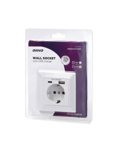 13232 ΠΡΙΖΑ ΣΟΥΚΟ ΑΣΦΑΛΕΙΑΣ ΜΕ 1xUSB-A + 1xUSB-C 2.8A ΛΕΥΚΗ ORNO | REDPOINT | 28999 2