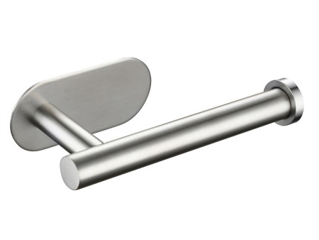 Επιτοίχια χαρτοθήκη μπάνιου HUH-0116 με αυτοκόλλητο, μεταλλική, 4.5x4.5x16cm, ασημί